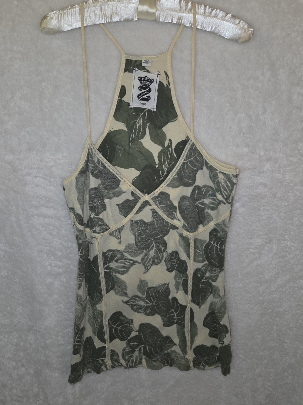 Z-Brand Vintage Y2K Boho Festival Floral Leaf Racerback Cami Tank Top Sz L
